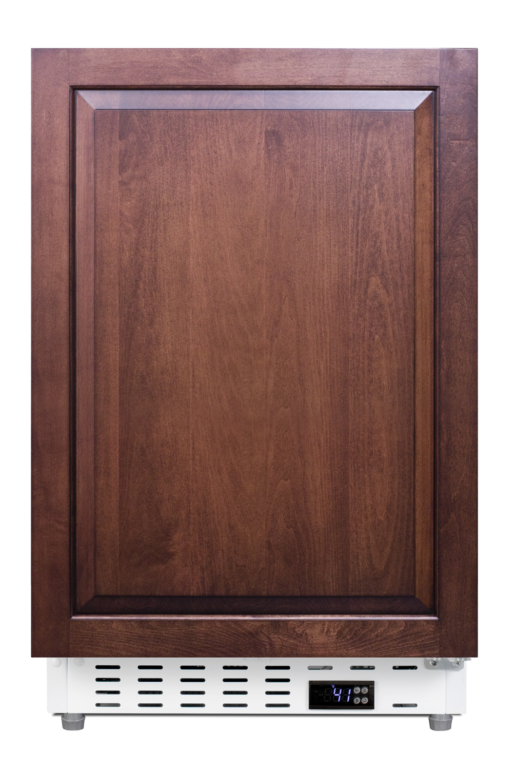 Built-in undercounter ADA compliant residential all-refrigerator in white with a panel ready door, door storage and automatic defrost operation